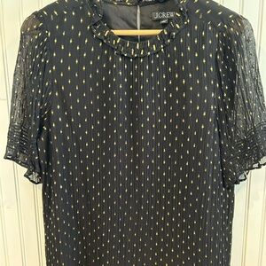 J. Crew Black and Gold Polka Dot Top